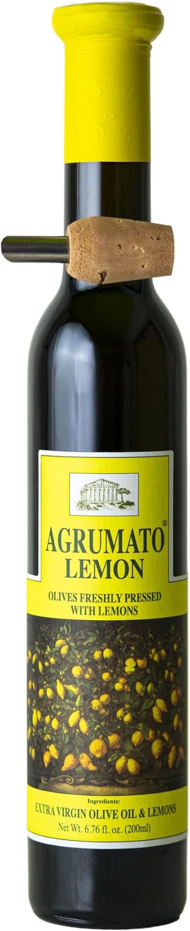 Agrumato Lemon Olive Oil, Cold Pressed Italian Extra Virgin with Fresh Citrus Peel, Small Batch Gourmet Finishing Oil for Salads Seafood Pasta Cooking, 6.76 Fl Oz