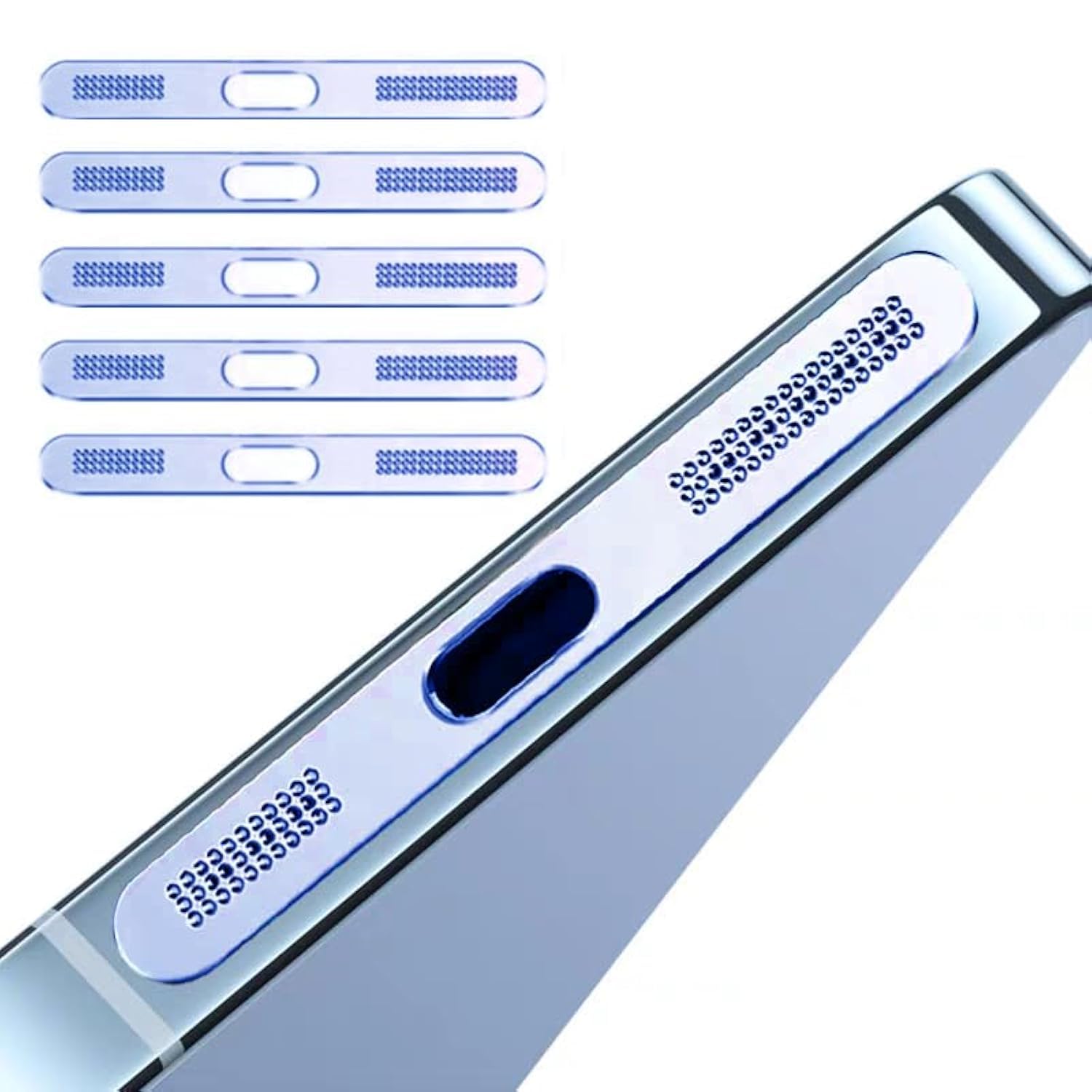 Haut-parleur en m&eacute;tal bleu premium pour iPhone 15/14/13/12 x5