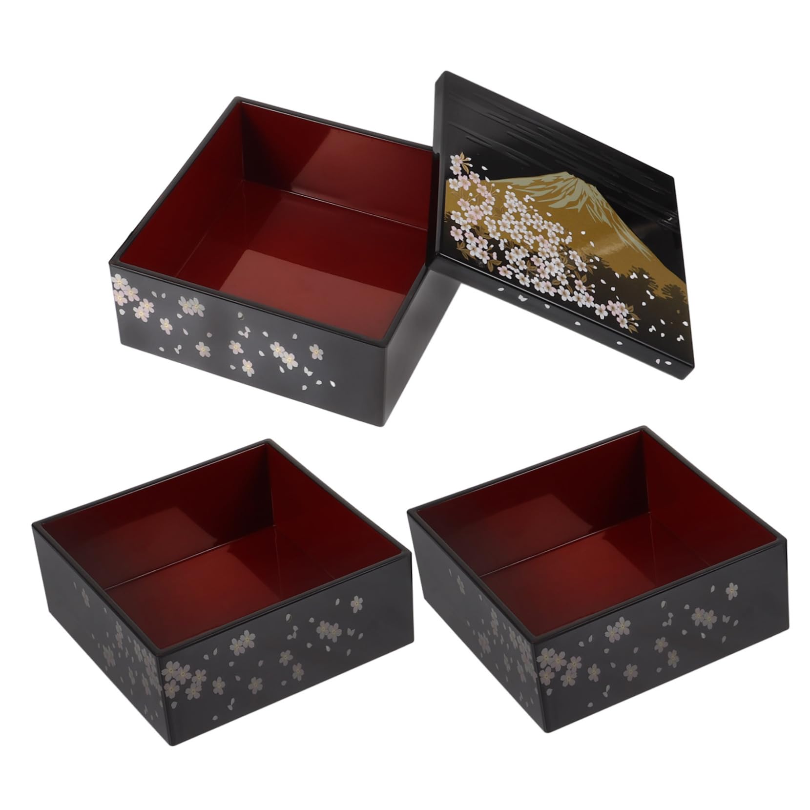 LIFKOME 3 Pièces Boîte à Lunch Bento Japonaise à Couches Design Fuji Boîte à Sushi pour Repas pour Sorties Collations