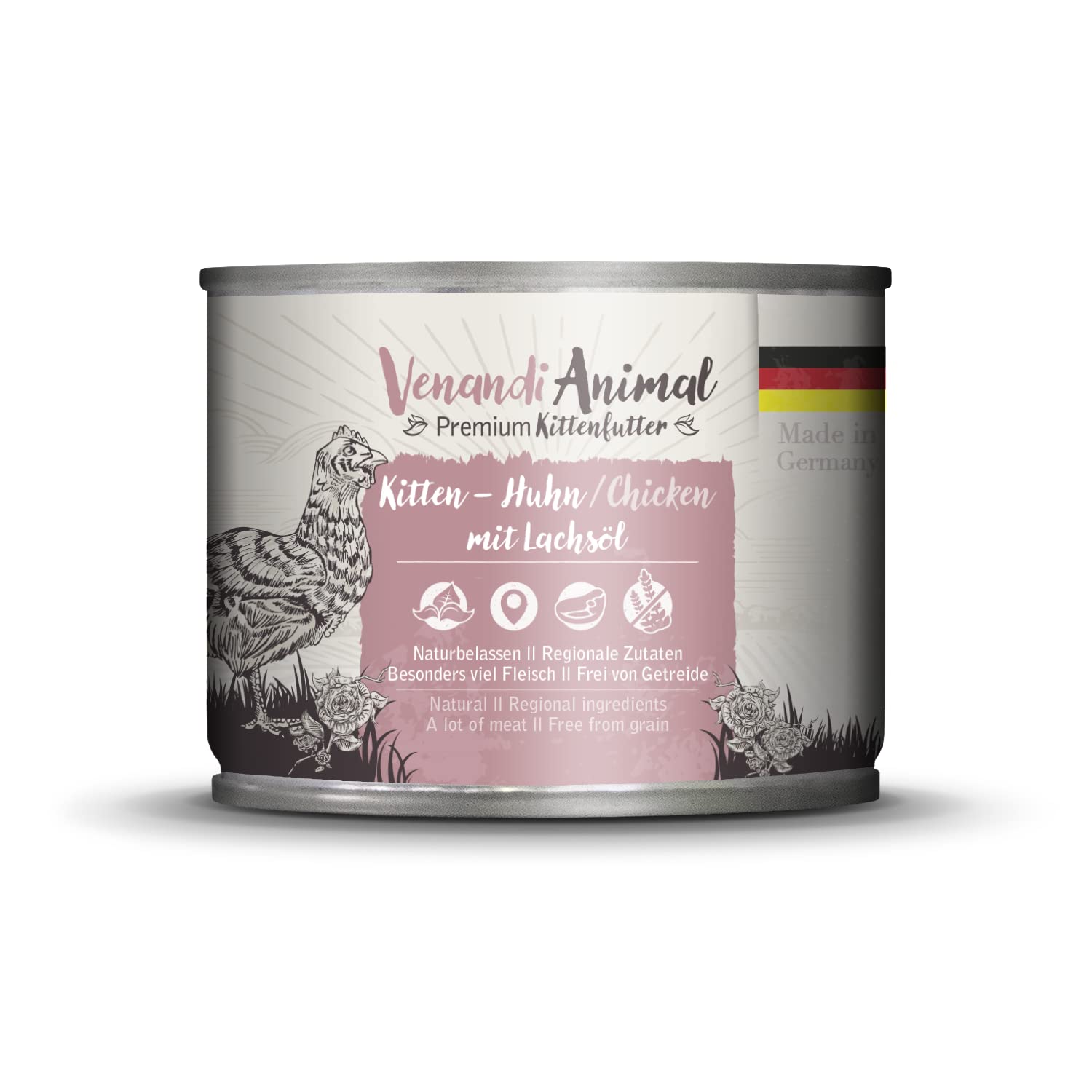 Venandi Animal Lot De 6 Boîtes 6x400g – Alimentation Humide Chaton Poulet & Huile De Saumon