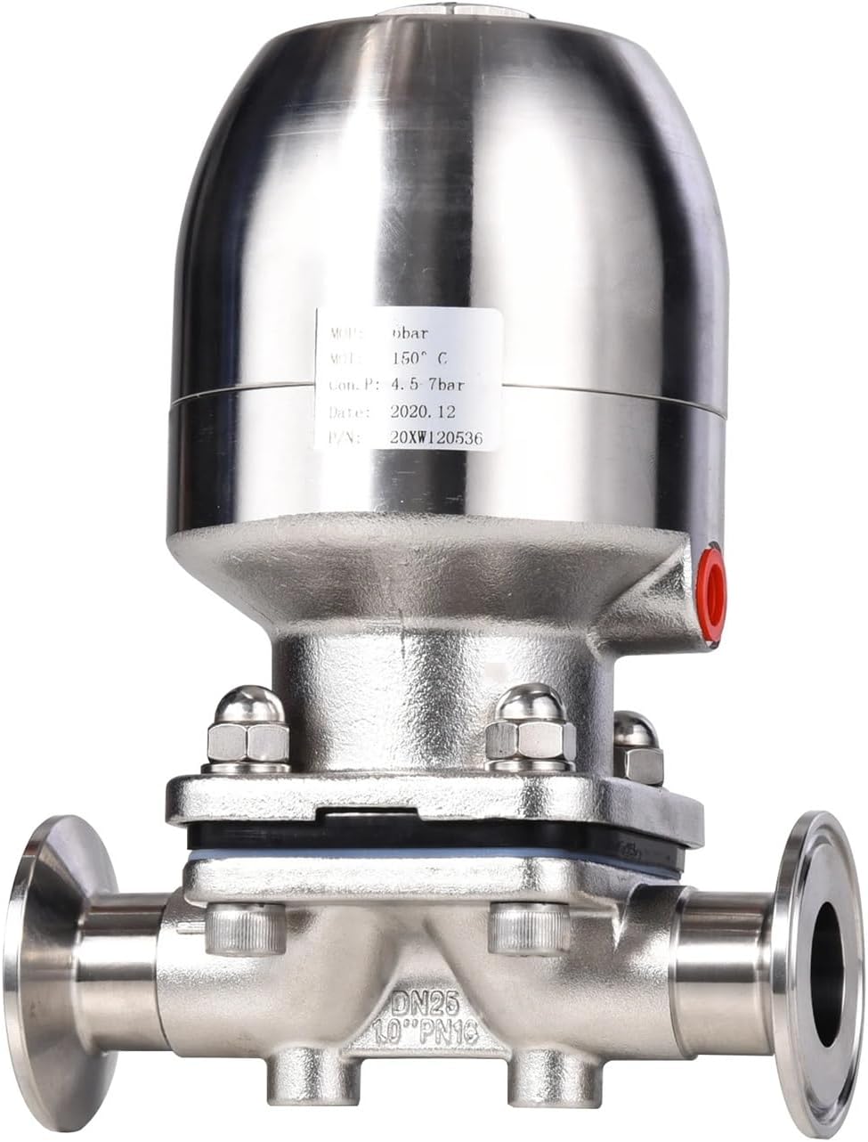 2/2 Way 316l Diaphragm Control Valve Sanitary Pneumatic Actuator Stainless Steel