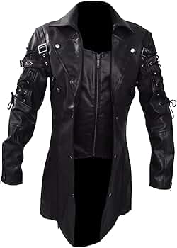 ジャケット・アウター GANGSTERVILLE CLASSIC PARLOR TRENCH COAT Mens Retro Leather Vintage Long Coat Trench Steampunk Gothic
