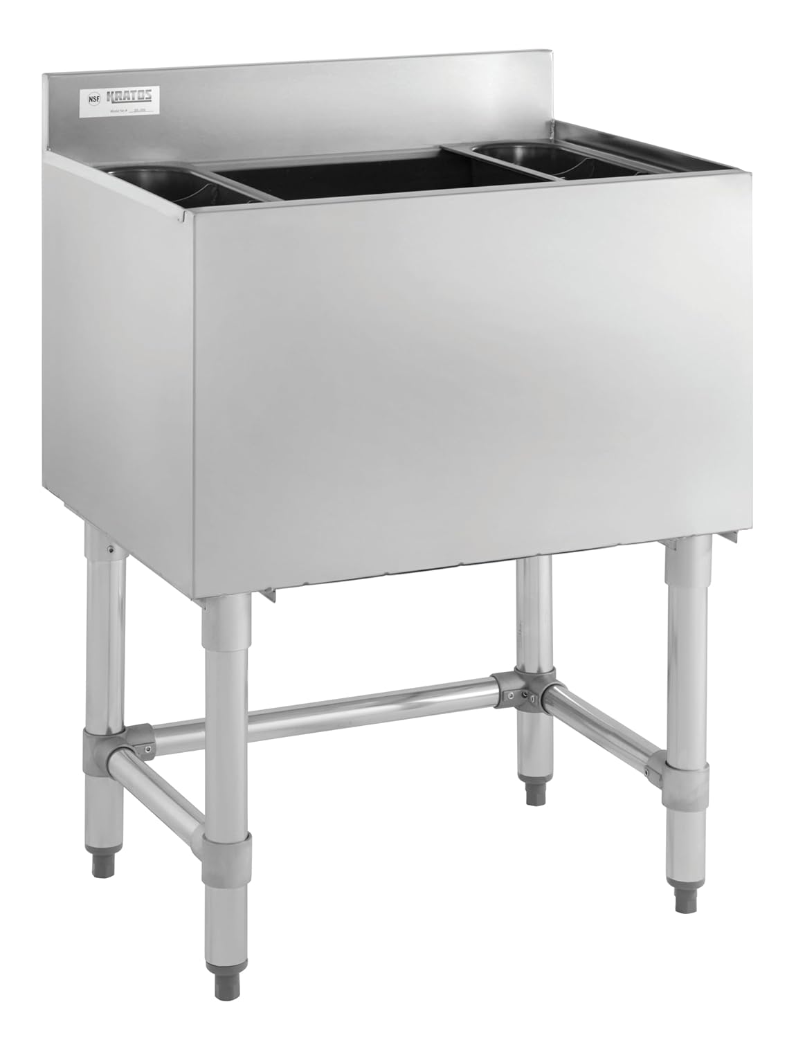 Kratos Commercial Underbar Ice Bin with Bottle Holders -Stainless Steel, 18"x36" (32L-006)