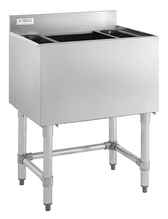 Kratos Commercial Underbar Ice Bin with Bottle Holders -Stainless Steel, 18"x36" 32L-006