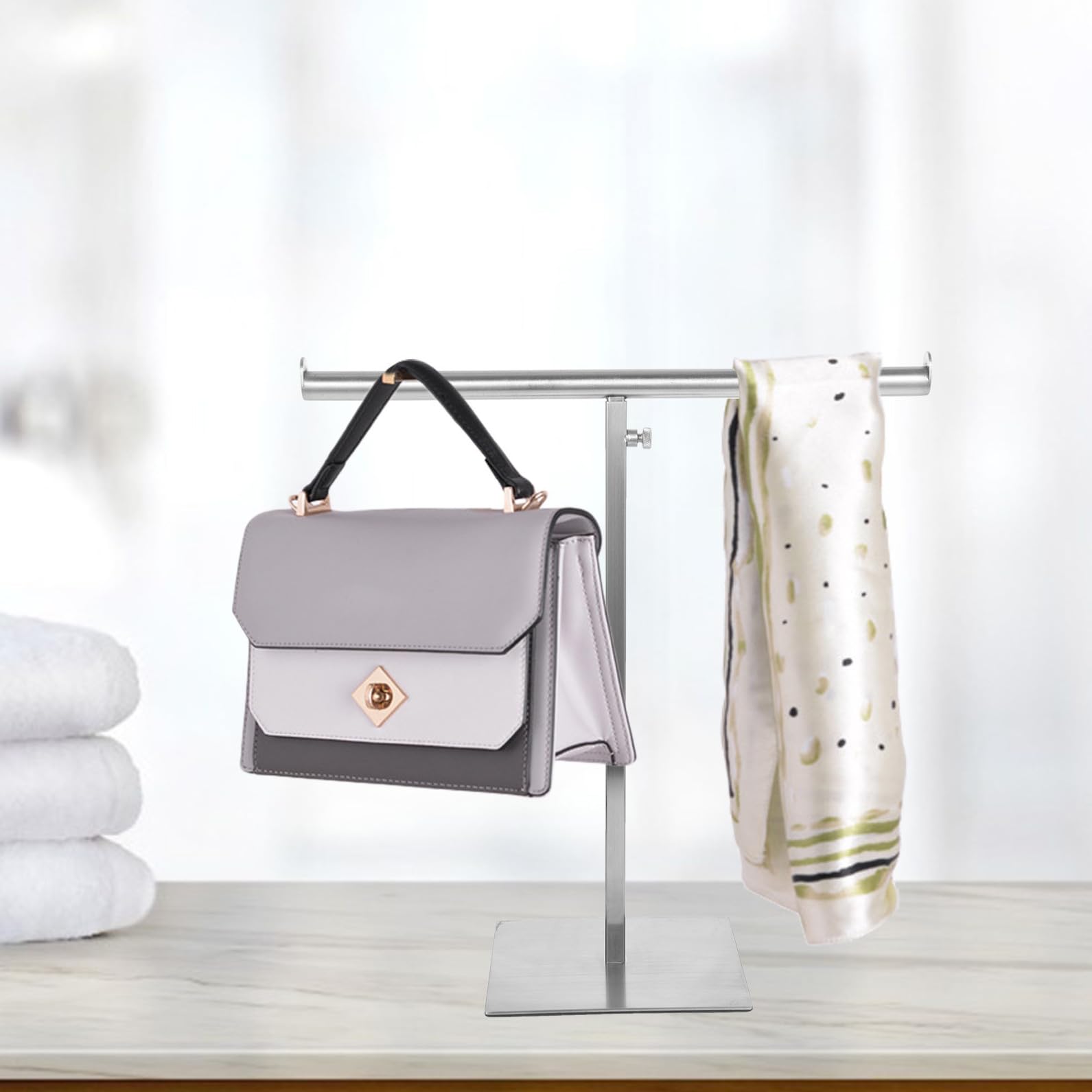 Percha para Colgar Acero para de Inoxidable Ajustable Bolso y Superficie Lisa , Soporte Resistente en Bolsas Hogar y Comercial