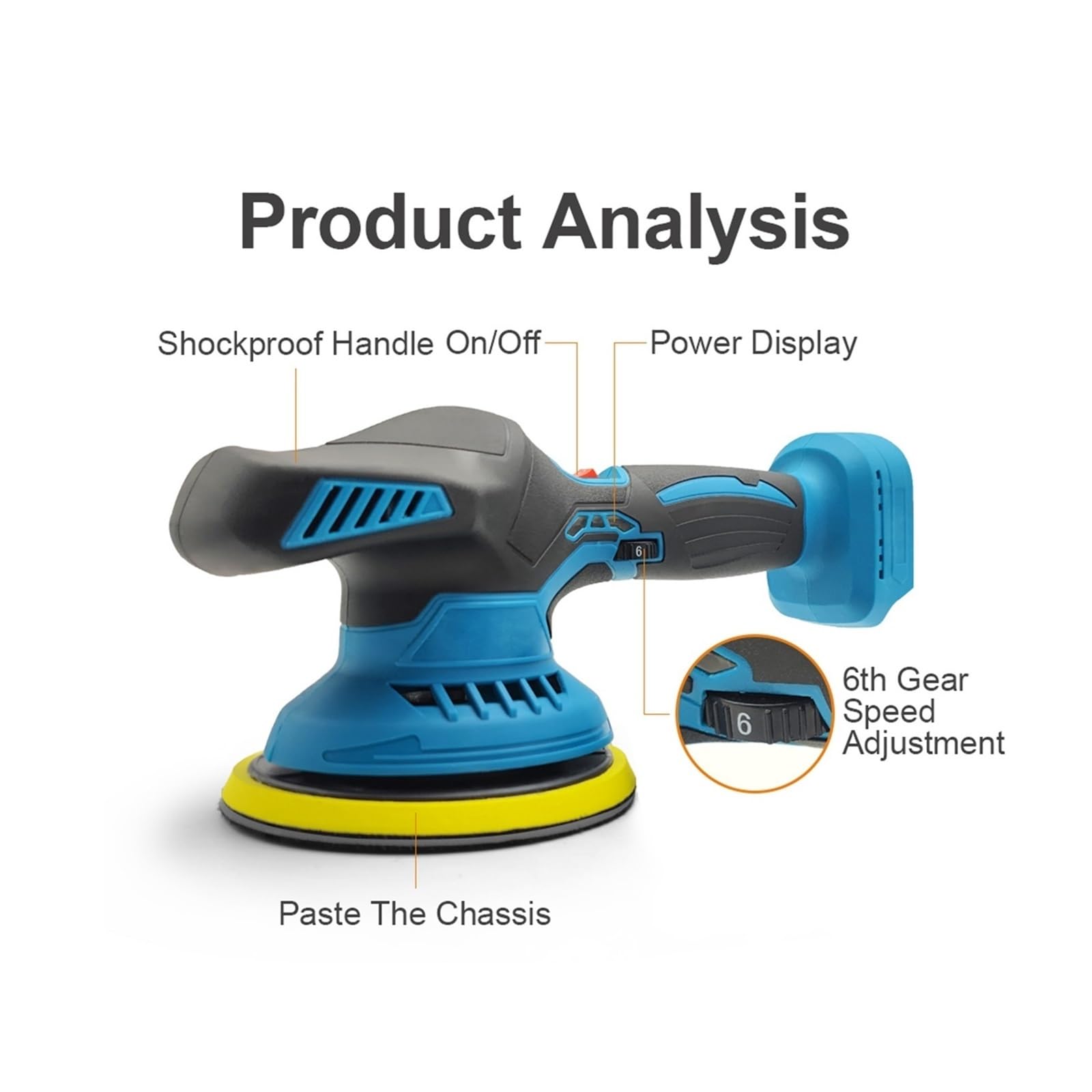 Pulidor Pulidora de coche eléctrico, máquina pulidora de encerado automática inalámbrica de alta eficiencia, lijadora excéntrica multifuncional(2PCS 2000mAh Battery)