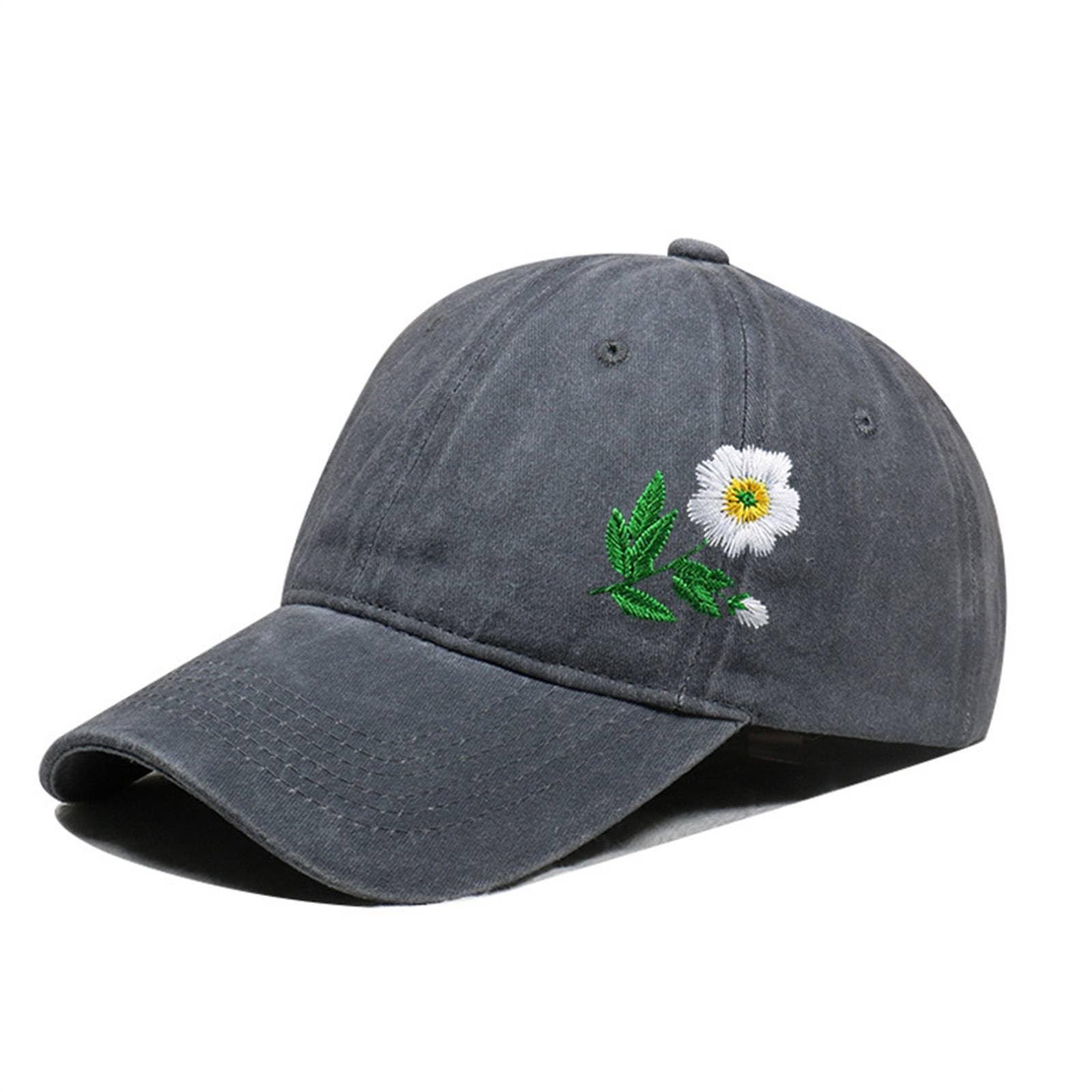 Generisch Gorra de béisbol con estampado floral bordado a mano, color negro