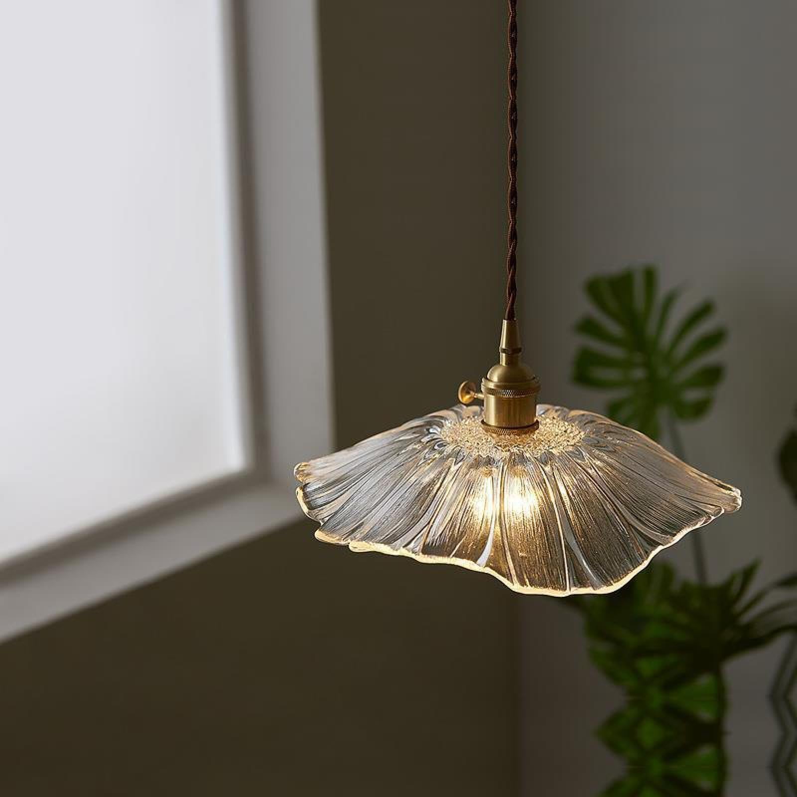 Lámpara colgante de Cristal Edison, lámpara colgante de techo, lámpara colgante Decorativa E27 con portalámparas de latón, pantalla de Cristal, lámpara colgante Estilo Loft, Sala