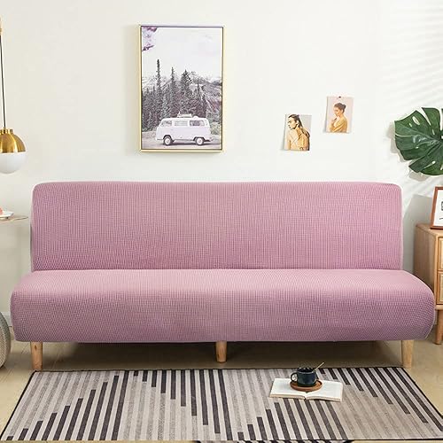 Funda de futón de cuadros pequeños de color liso, funda de sofá ligera sin brazos con parte inferior elástica para mascotas, niños, color