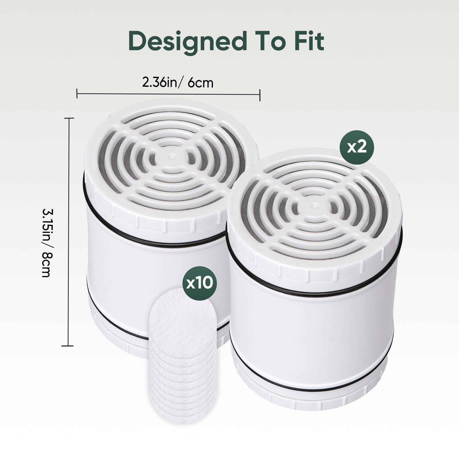Filtro doccia di ricambio per AquaBliss SF400 e SF500, filtro multistadio per soffione doccia per acqua dura, riduce ruggine, cloro, tossine (2 confezioni di filtri + 10 cuscinetti sedimenti