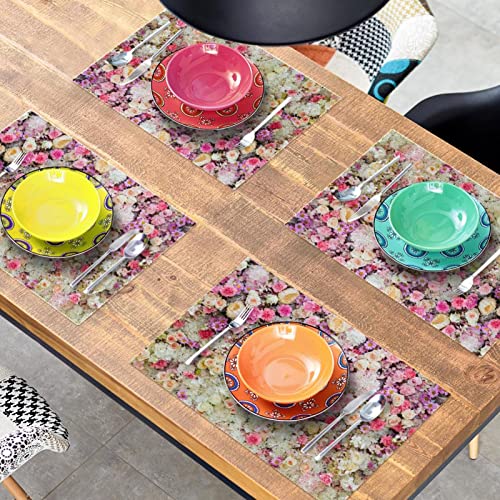 Sets de table lavables antidérapants motif fleurs 30x45cm pour table à manger - 8