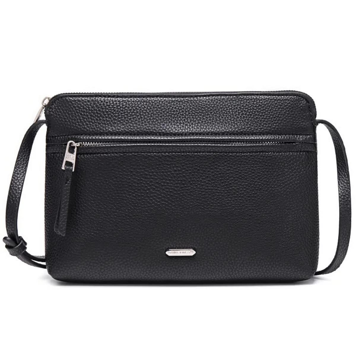 David Jones - Schoudertas voor dames - Platte tas, kleine handtas gedragen op de schouder van PU-leer - Elegante klassieke stadstas - 2 vakken - Telefoontas winkelen reizen, Rood, Eén maat