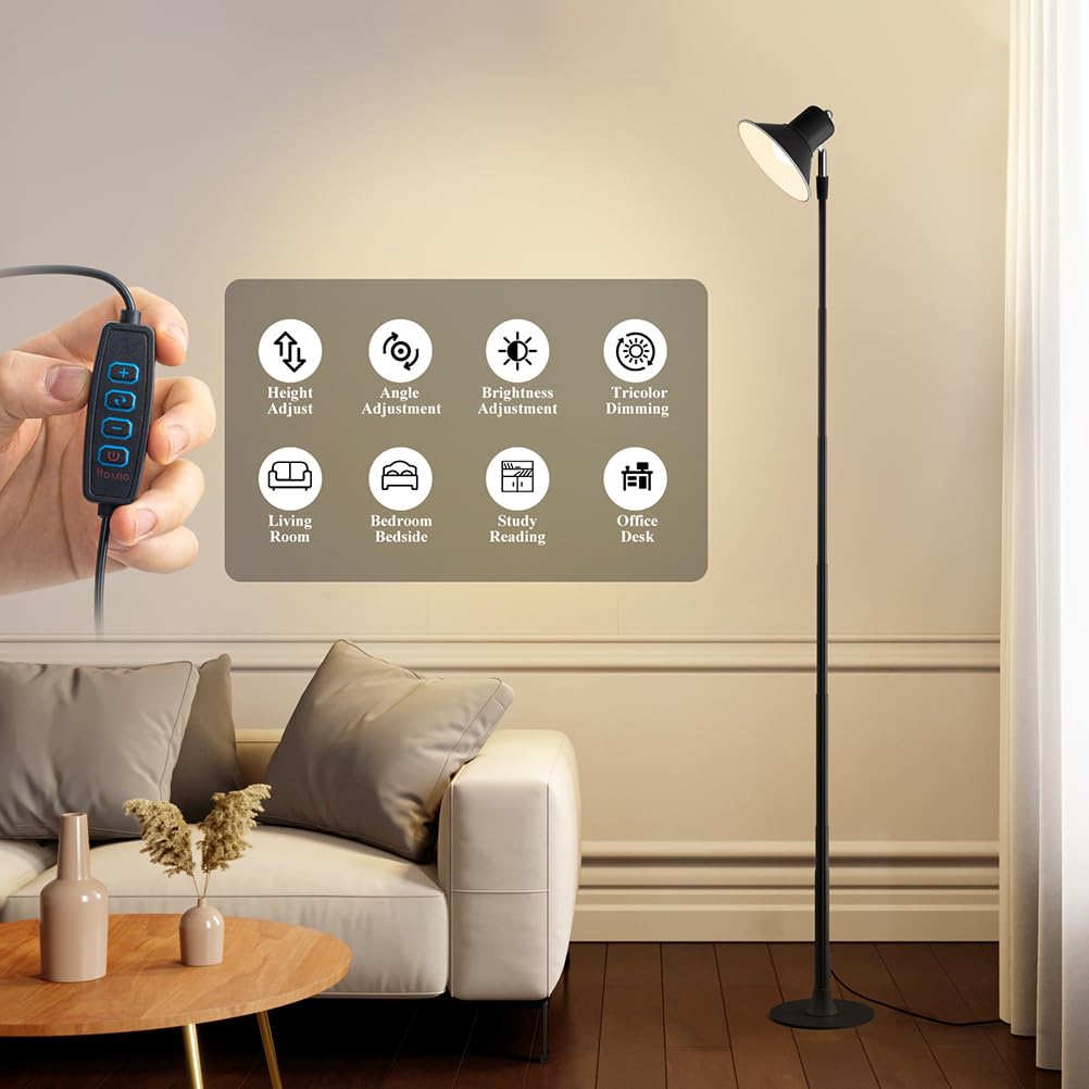 AoLa LED Tischlampe Höhenverstellbar, Standleuchte mit USB Stecker und Kabel Verstellbare Tischleuchte Dimmbare mit Schalter Teleskop Stehlampe Nachttischlampe für Schlafzimmer Arbeitszimmer Büro