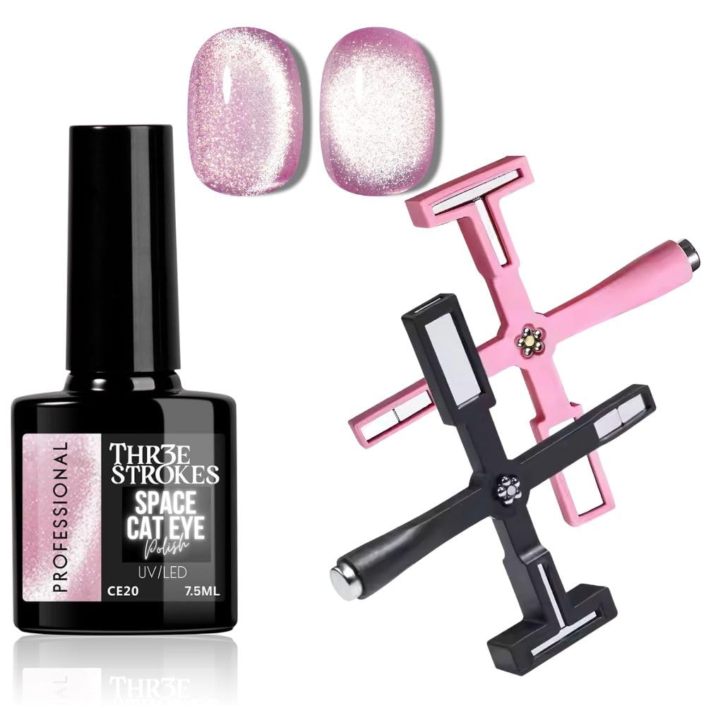 THR3E STROKES 9D Cat Eye Gel Nail Polish 7.5ML – Glitter Magnetic Gel with 3D Shimmering Effect – 5 in 1 Magnet Set – UV/LED Soak Off Gel for Nail Art & DIY Manicure at Home (CE20+5IN1MAG)-image-26