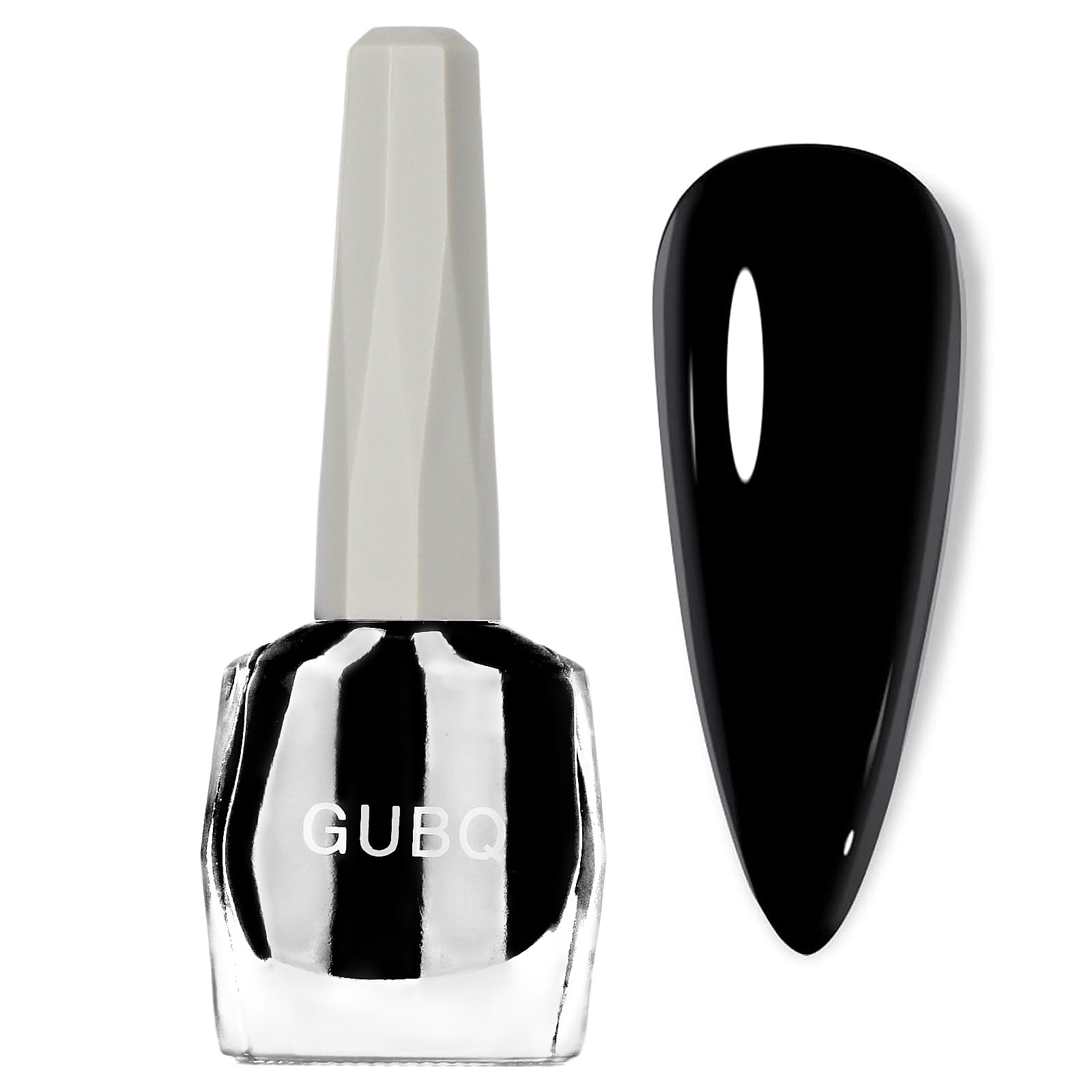 Black Nail Polish - Glossy Black Nail Varnish Quick Dry - Oil Based Breathable Nail Polish - Long Lasting Nail Varnish Non Chip No Bake 60 Seconds Air Dry for Home French Nail Art