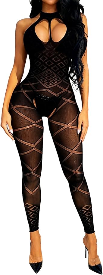 Woman Sexy Lingerie Nightwear Fishnet Body Stocking Mini Top Tights | One Piece Mesh Bodysuit, Sexy Tights, Full Body See Through Jumpsuit,One Size