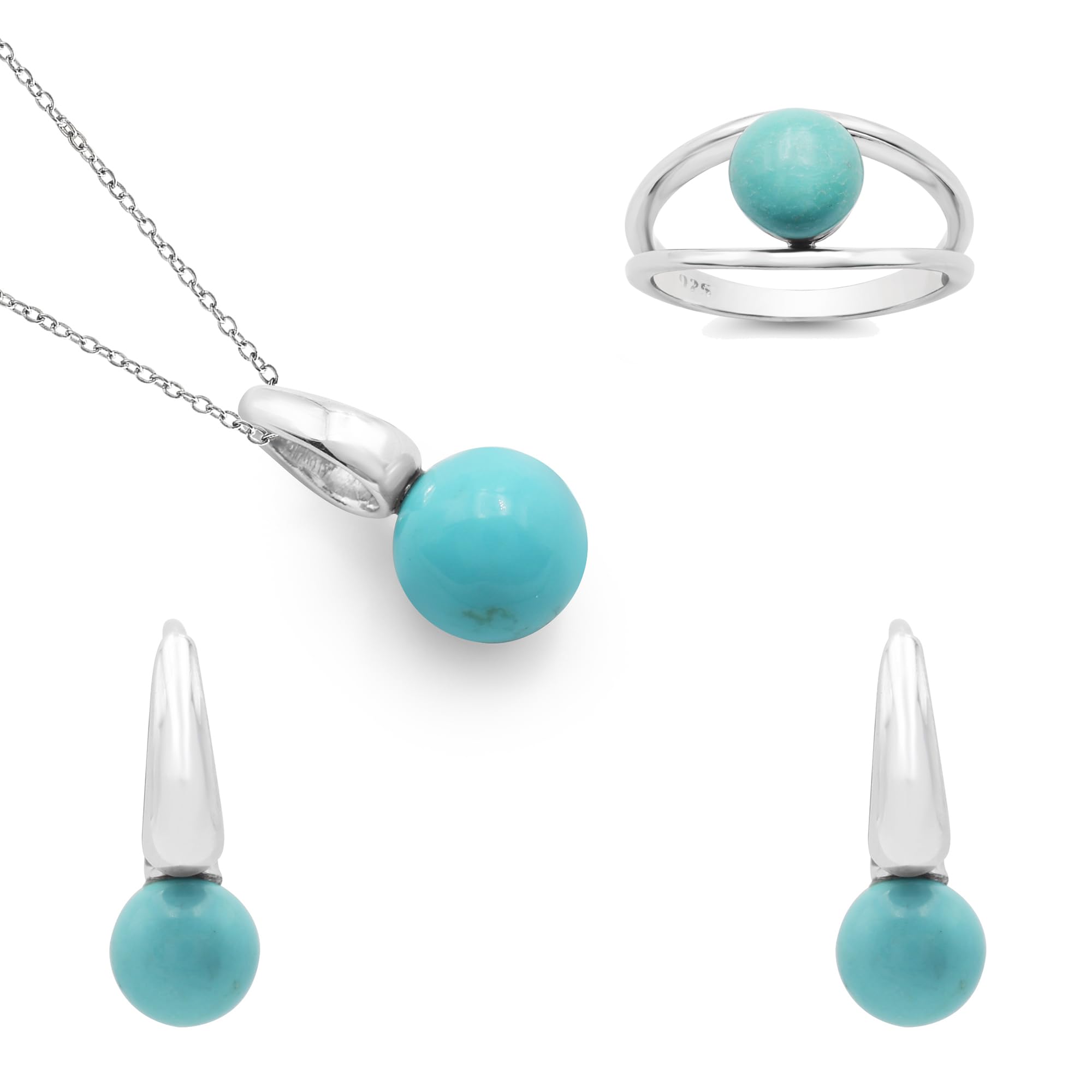 Joyería de plata 925 y turquesa hecha a mano para mujer 7
