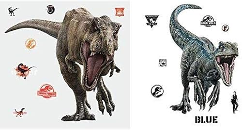 RoomMates Jurassic World: Fallen Kingdom T-Rex - Calcomanías de pared gigantes para despegar y pegar Jurassic World: Fallen Kingdom Velociraptor