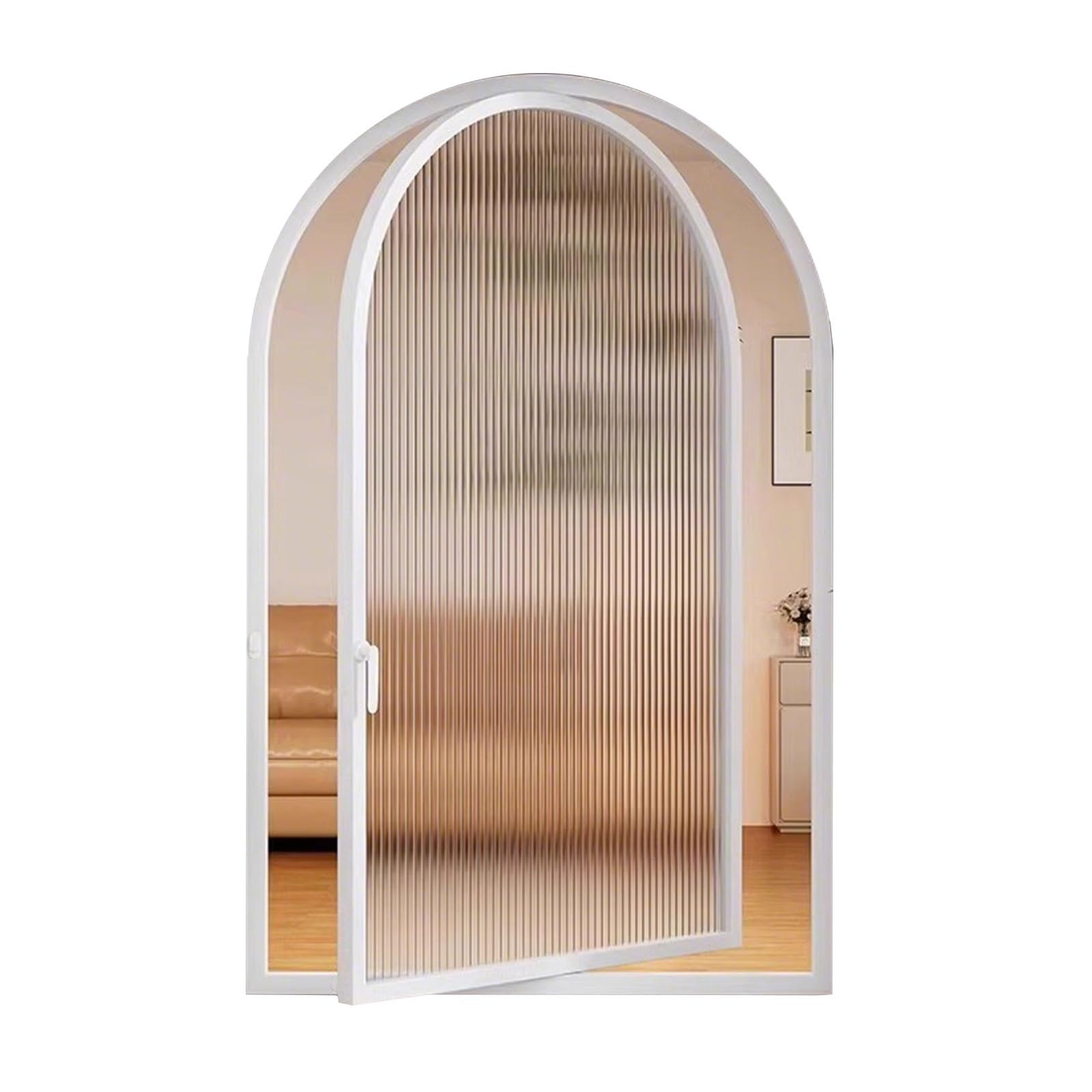 Rttzboz White 360° Rotating Window, Sliding Window With Handles, Fluted Glass Shed Basement Bathroom Transom(,70X105cm/28X41in)