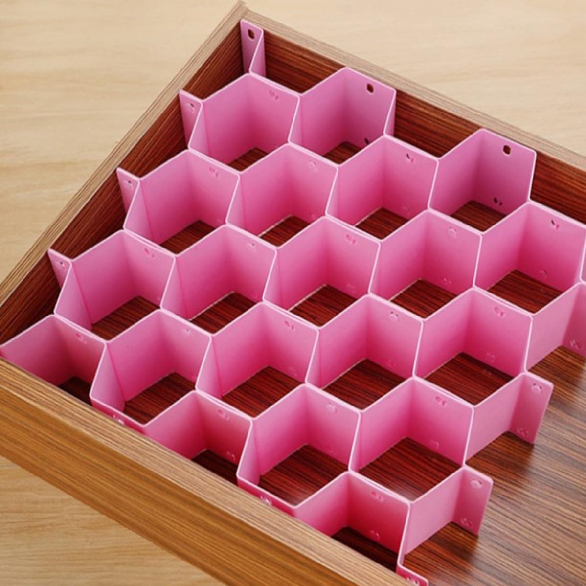 Pink PP Plastic Honeycomb Drawer Organizer Clapboard for Underwear