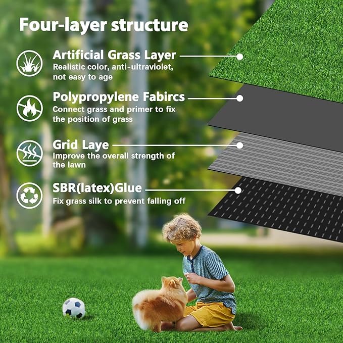 80 * 130CM Tappeto erboso Artificiale per Cani, per Interni ed Esterni, Erba Artificiale per Cani, vasino, terrazzo, Prato, Decorazione