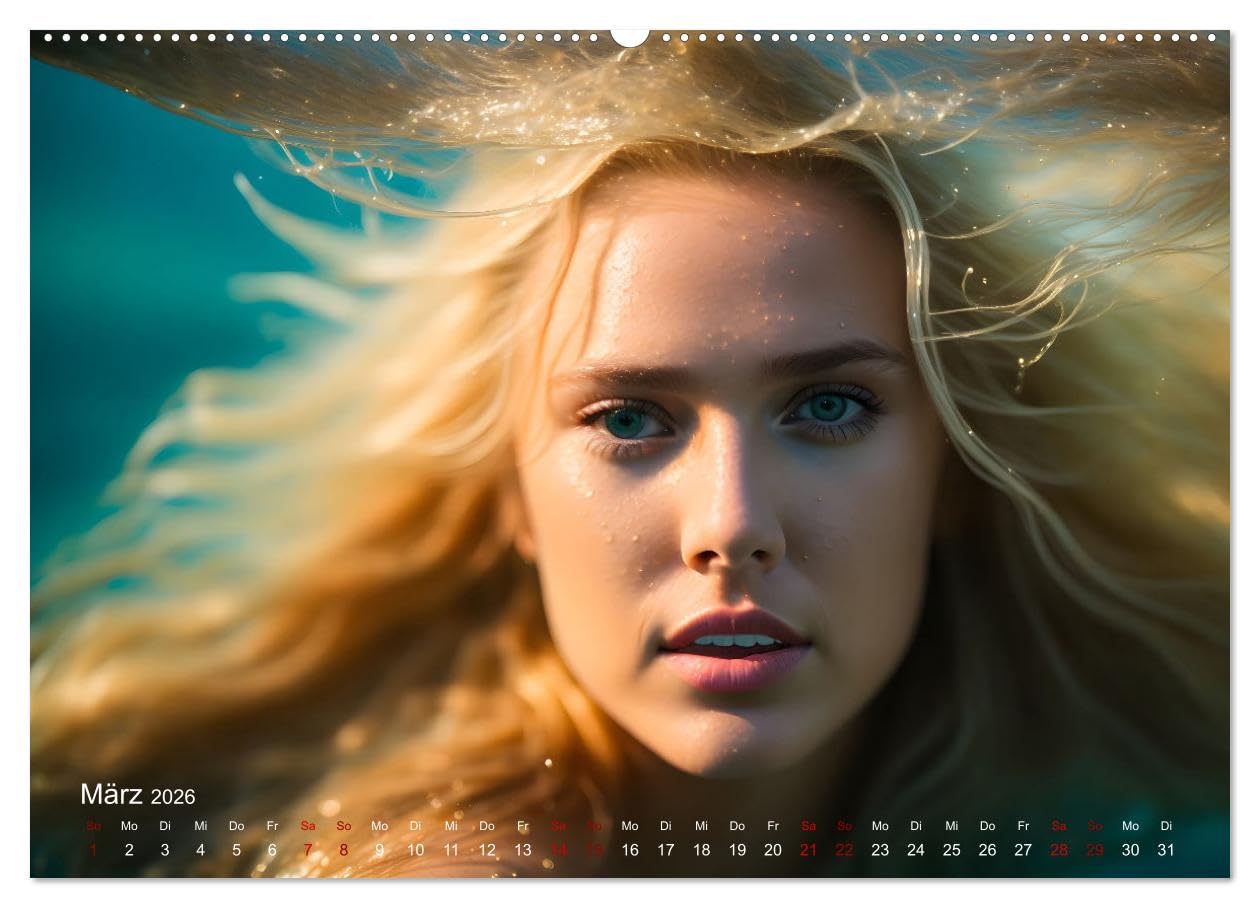 Models unter Wasser (hochwertiger Premium Wandkalender 2026 DIN A2 quer), Kunstdruck in Hochglanz: Atemberaubende Unterwasserporträts wunderschöner Frauen in magischem Licht (CALVENDO Kunst)