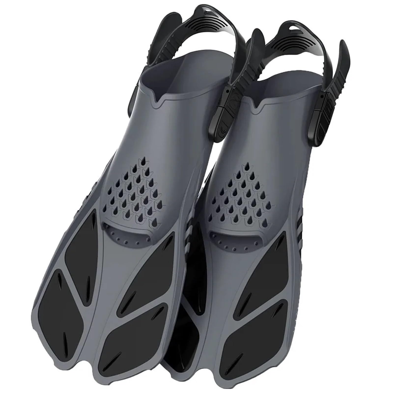 Aletas de Entrenamiento Aletas de Snorkel con Hebillas Ajustables, Aletas natación, Zapatos Buceo Cortos Silicona, tacón Abierto, tamaño Viaje for Adultos para Entrenamiento Acuático