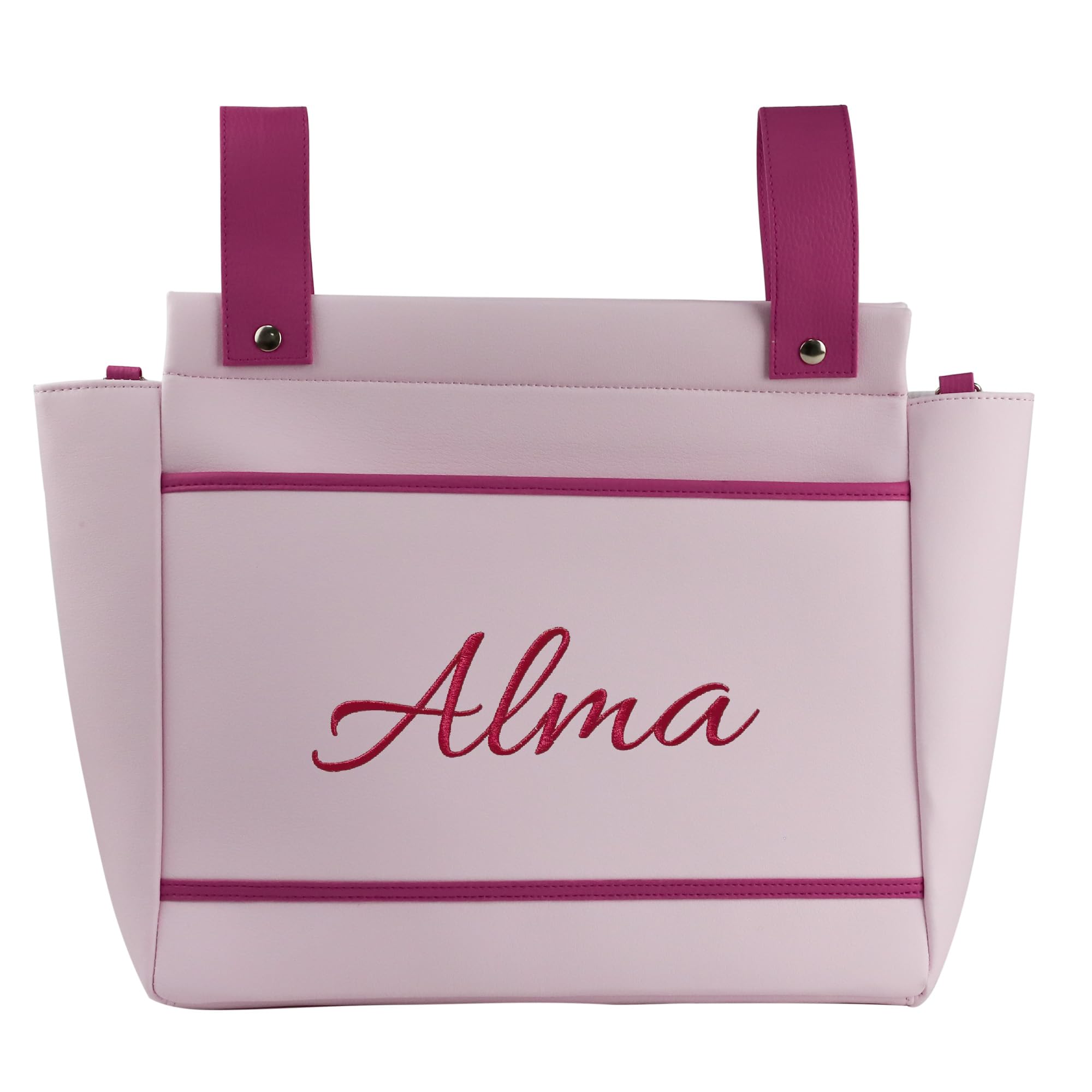 various - Bolso Carro Bebe Polipiel Pañalera Organizador Personalizado con Nombre Bordado Bolsa Maternidad Bolso Hospital Bebé con asa larga para colgar