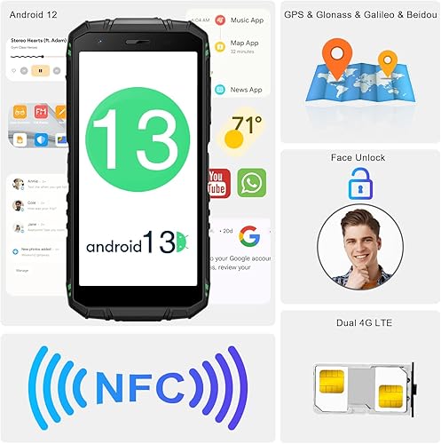 Miniatura 6 de DOOGEE S41T - Smartphone resistente desbloqueado 2024, batería de 6300 mAh, 8 GB+64 GB, teléfono resistente 4G Dual SIM, teléfono Android 13, cámara
