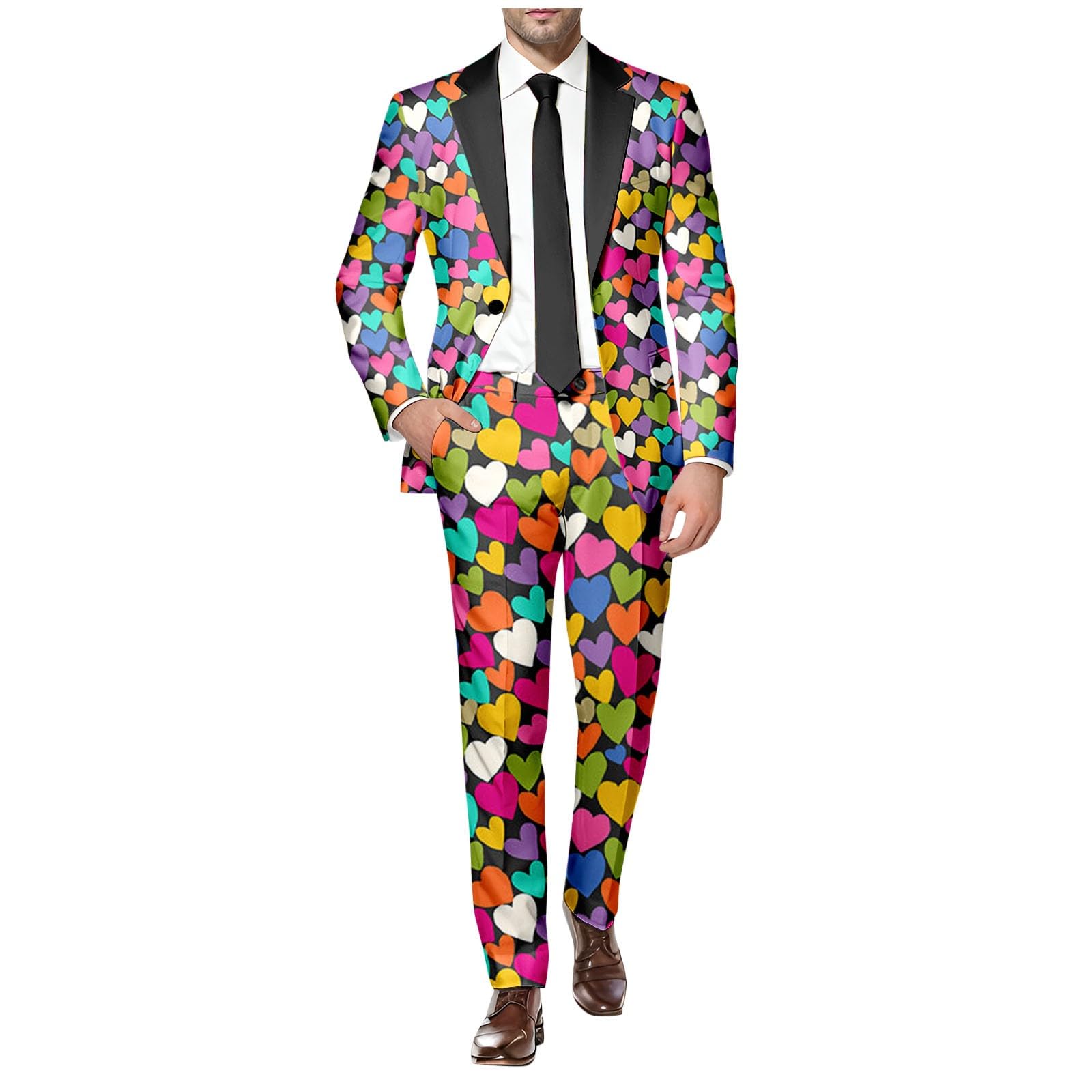 Tute Cotone Complete Lunghe Arcobaleno e Pantaloni Abito a Due Pezzi con Bottoni Stampati e Tasche per Eventi di Feste Tute Squadre Calcio