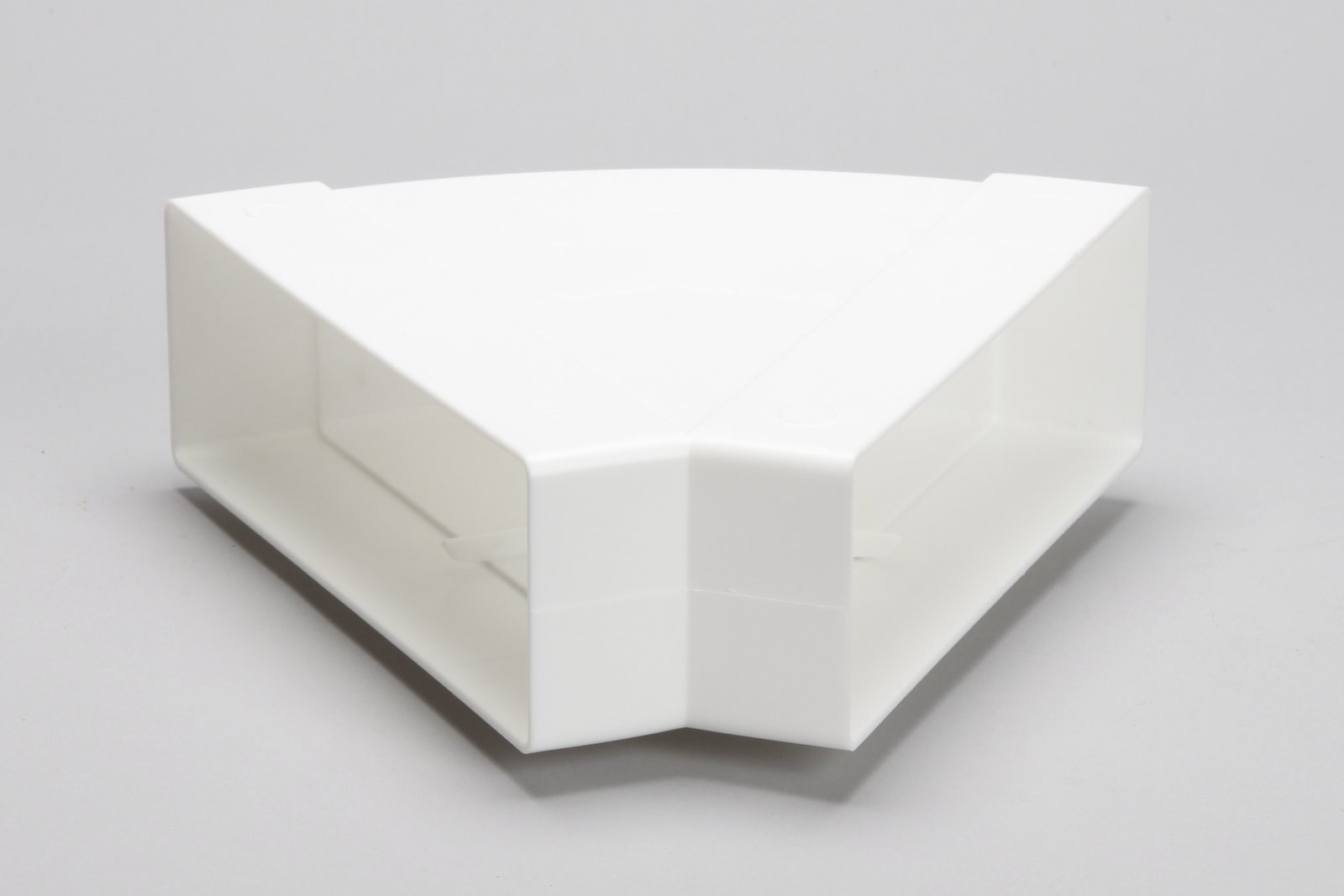 Naplesuk White 204Mm X 60Mm Rectangular Flat Channel Ducting 45º Horizontal Bend - Plastic