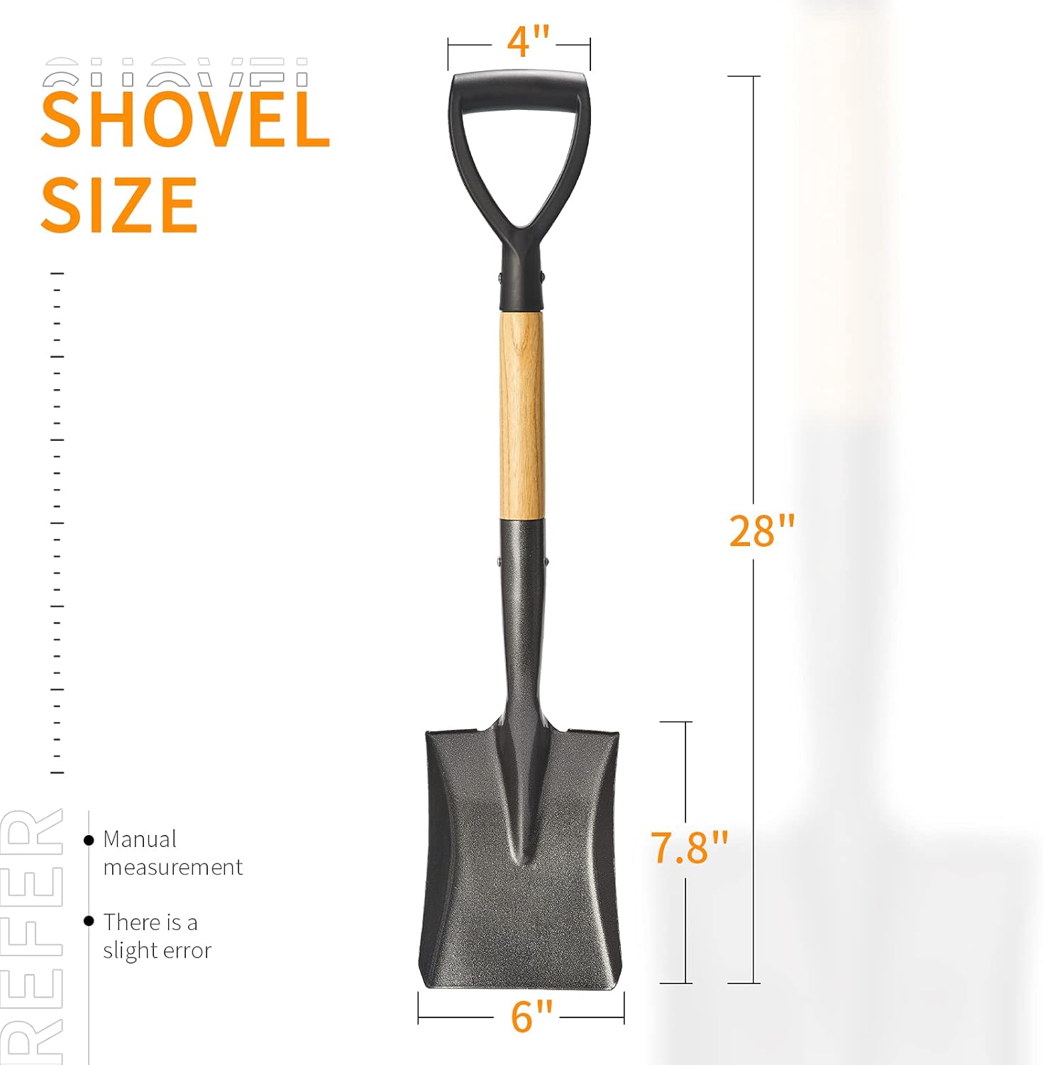 NC Small Garden Shovel, Kids Beach Shovel ,Shovel for Digging 28-inch with Wood Handle, Kids Snow Shovel,Mini Square Shovel ,Shovels for Gardening with D- Handle Gardening Tools, 28inch