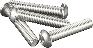 Cetaforten M6*12 Button Head Socket Cap Bolts Screws, 304 Stainless Steel 18-8, Allen Hex Drive, Fully Machine Thread, Bright Finish, Pack of 50