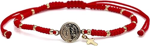 St Benedict Medal Adjustable Red String Pulsera San Benito