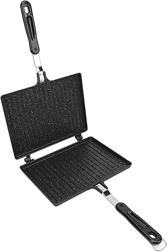 Miniatura 4 de WALFRONT Stovetop Toasted Sandwiches Maker, Non Stick Grilled Panini Maker, Aluminum Alloy for Waffles, Breakfast, for Home Kitchen and Camping