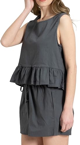 Miniatura 4 de FIHCH Linen Sets for Women 2 Piece Casual Tracksuit Outfit Sets 34 Sleeve Shirt Drawstring Shorts Pockets 2 Piece Lounge Set