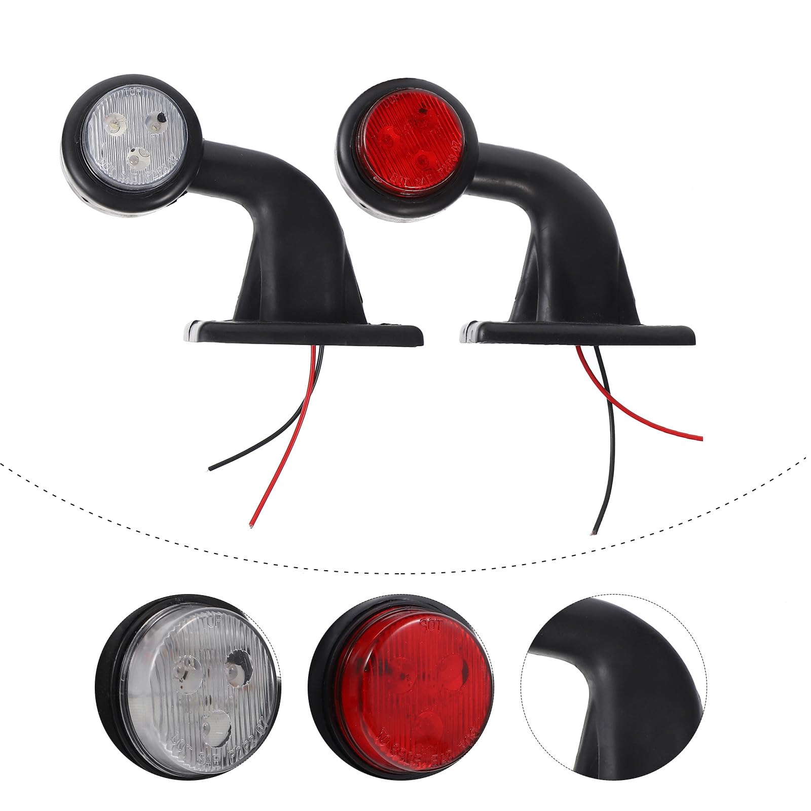 Luces Traseras LED para Camión 12Led Rojo y Intermitentes Laterales de Remolque Luz de Codo Paquete de 2 Unidades Compatibles con Modelos Generales para Señalización