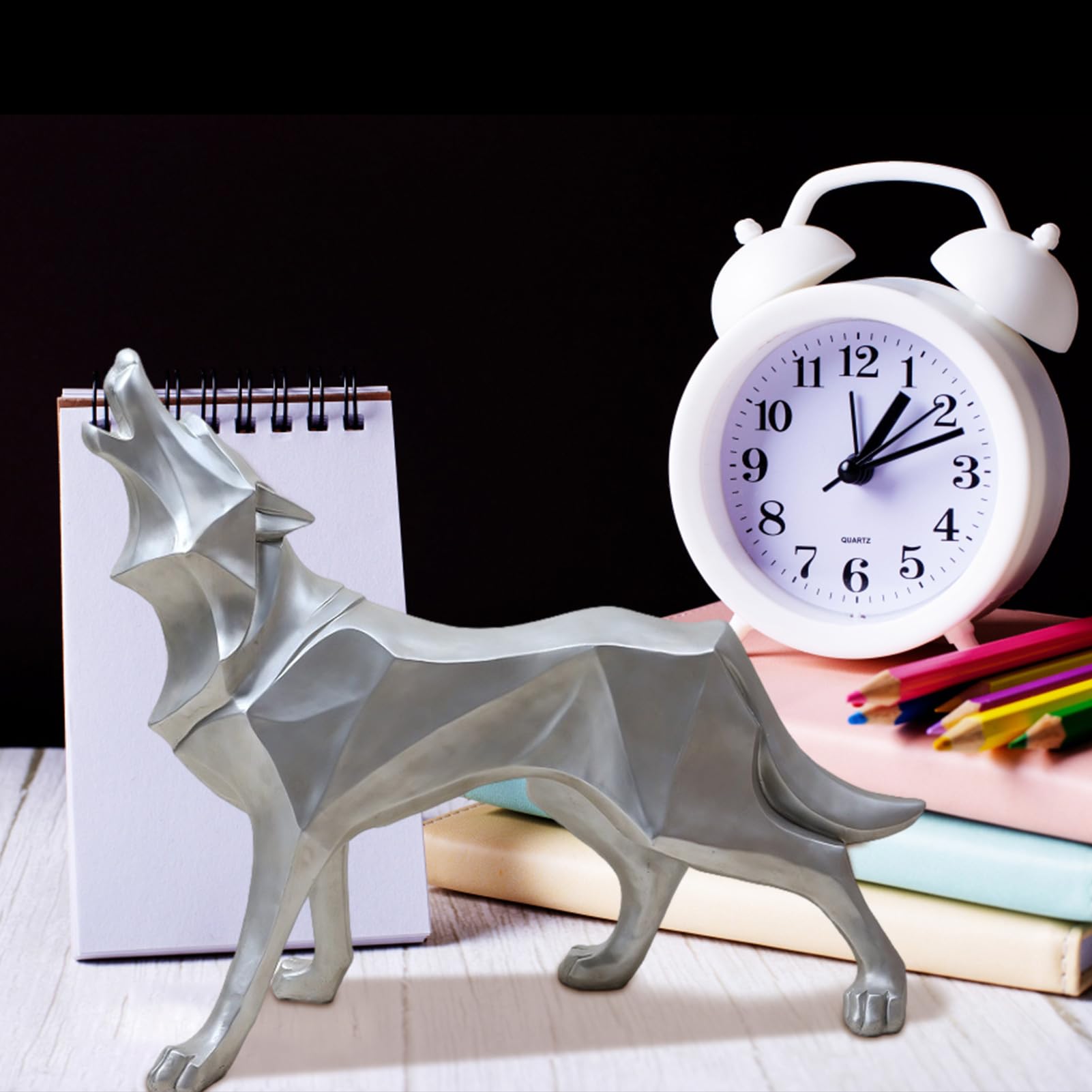 Woondecoratie Standbeeld Beeldjes Ornament Tuin Standbeeld, Hars Wolf Standbeeld Wolf Hoofd Abstracte Sculptuur Veer Sculptuur Bureau Decor Verjaardagscadeau Nieuwigheidscadeau