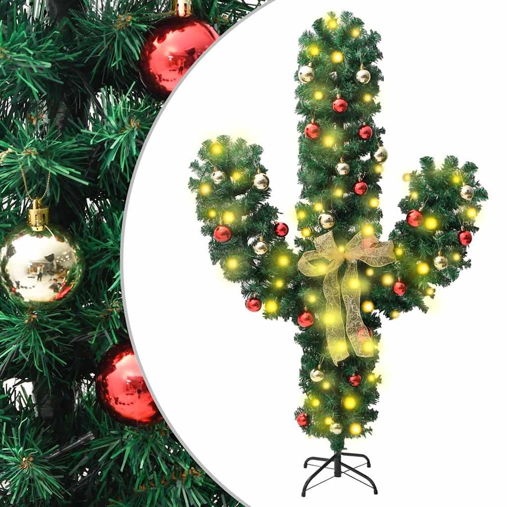 Cactus de Noël vert haut de gamme 210 cm avec socle robuste en acier