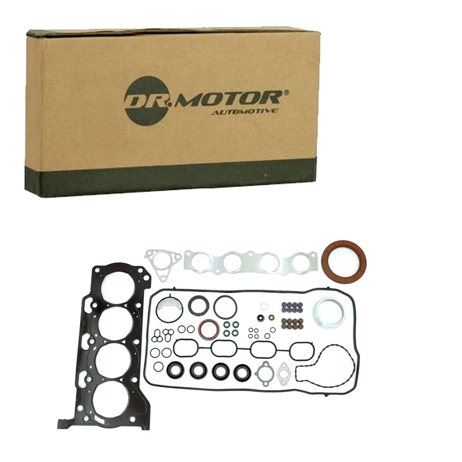 DR.MOTOR AUTOMOTIVE DRM10220SL Juego de juntas de motor con árbol retén con árbol de levas reten con junta para la tapa de culata de cilindro con junta de culata con junta de vástago de válvula con