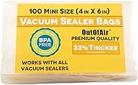 Vista 12 de 100 bolsas selladoras al vacío: tamaño de cuarto de galón (8 x 12 pulgadas) por OutOfAir funciona con FoodSaver y otras máquinas, 33% más gruesas