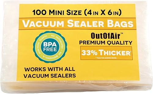 Miniatura 12 de 100 bolsas selladoras al vacío: tamaño de cuarto de galón (8 x 12 pulgadas) por OutOfAir funciona con FoodSaver y otras máquinas, 33% más gruesas