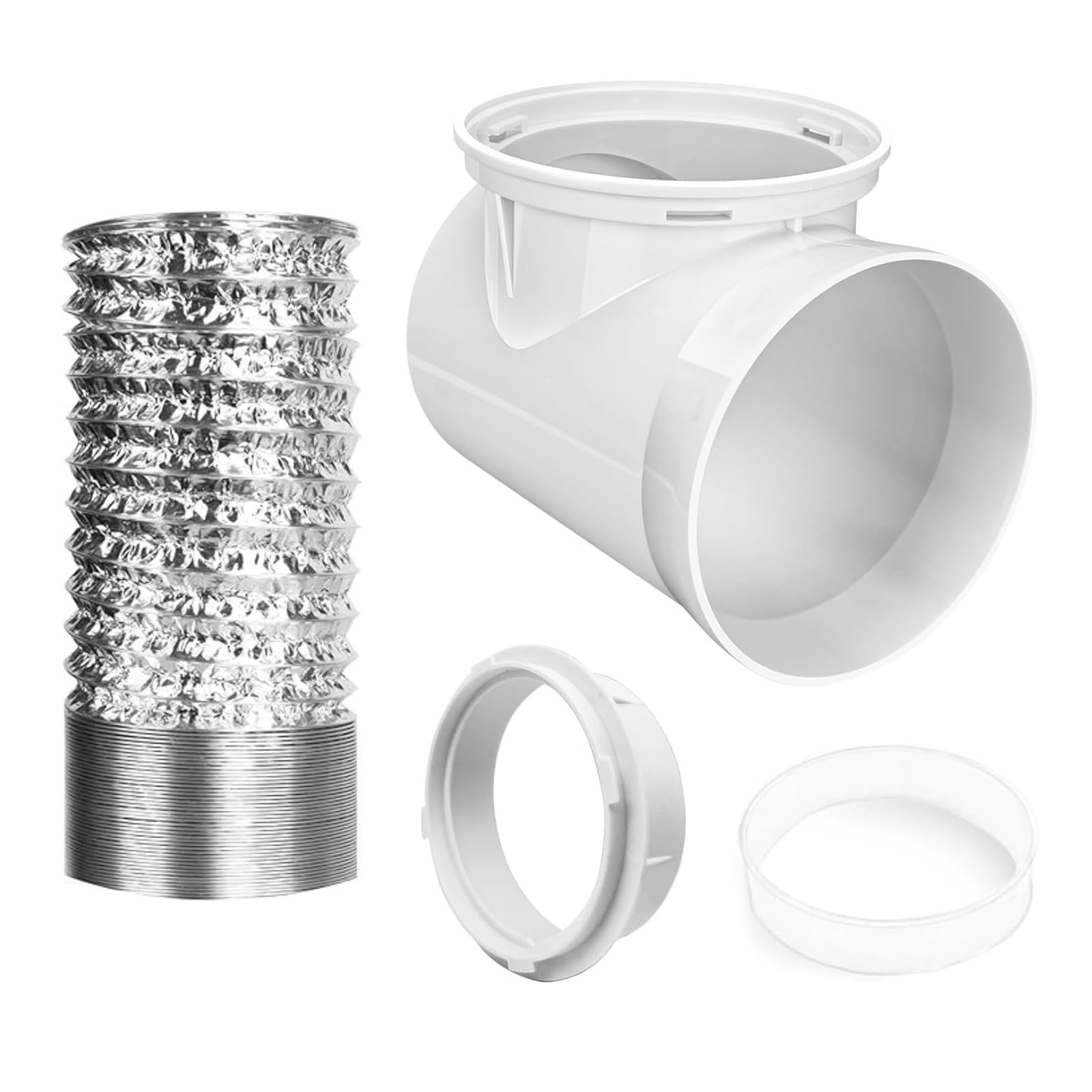 Xjdzineq Exhaust Hose Connector Dryer Vent Set with Connection and Disconnection Wall Plate Easy Assembly