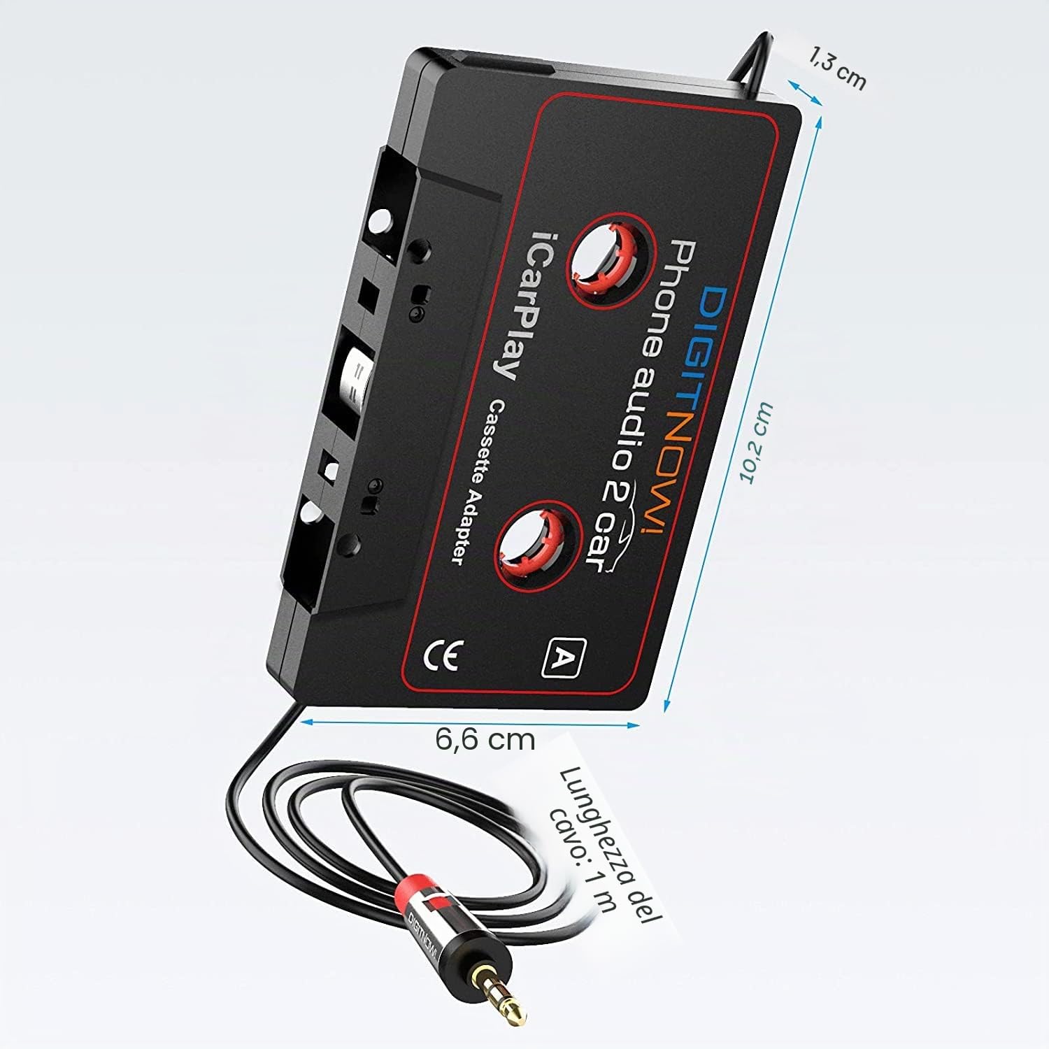 Digitnow auto cassetta adattatore audio tape, ascolta il tuo iPod o altri dispositivi audio tramite il lettore cassette da auto, jack da 3.5 mm.