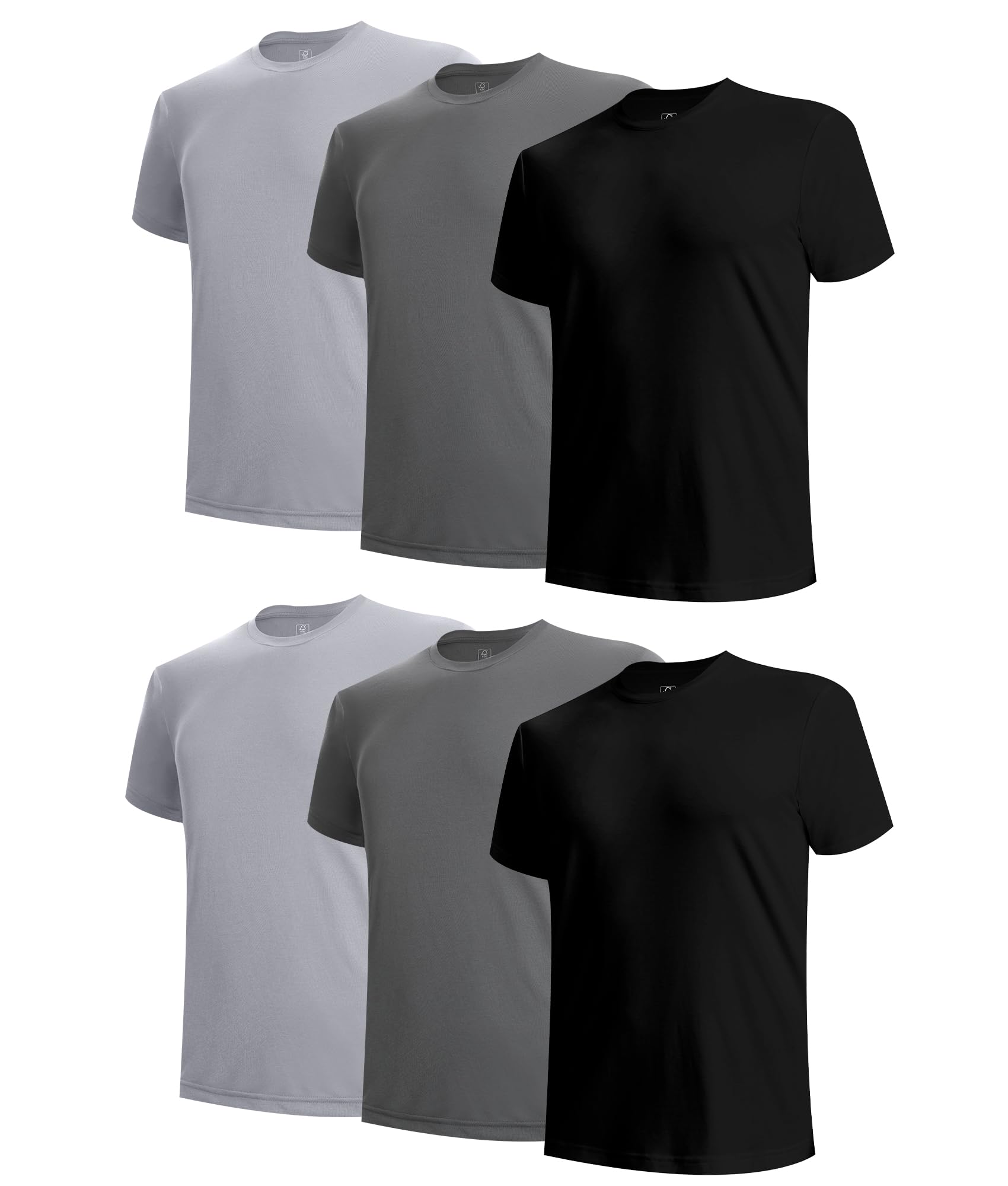 BAMBOO COOL Mens Undershirts Moisture Wicking Crewneck T Shirts Breathable Stretch Soft Tees for Men 6 Pack
