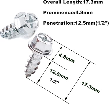 Raprance Wading Boot Studs, 30-Pcs Steel Hex Head Cleats, Cross Screw Design for Rubber and Felt Soles
