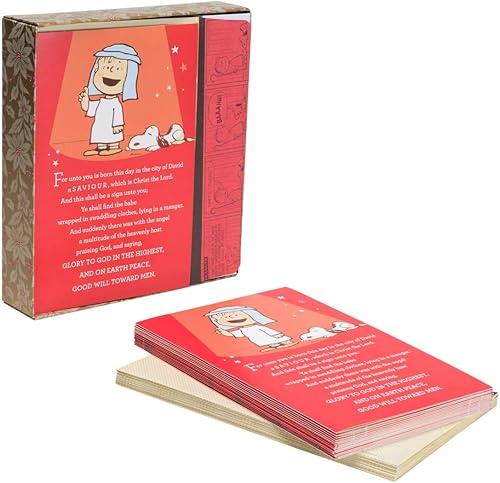 DaySpring - Peanuts That's What Christmas is All About Charlie Brown - 18 tarjetas navideñas premium en caja, KJV