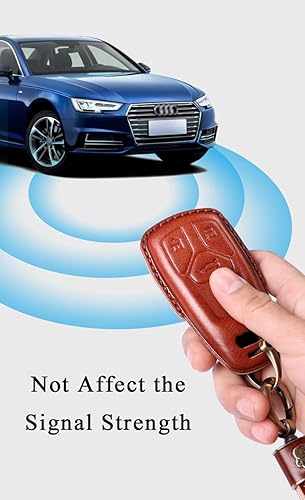 Miniatura 4 de SANRILY Funda protectora de cuero para llave de coche para Audi A8 A6 A7 C8 Q8 Q7 E-Tron 2019 2020 con llavero de gato de la suerte