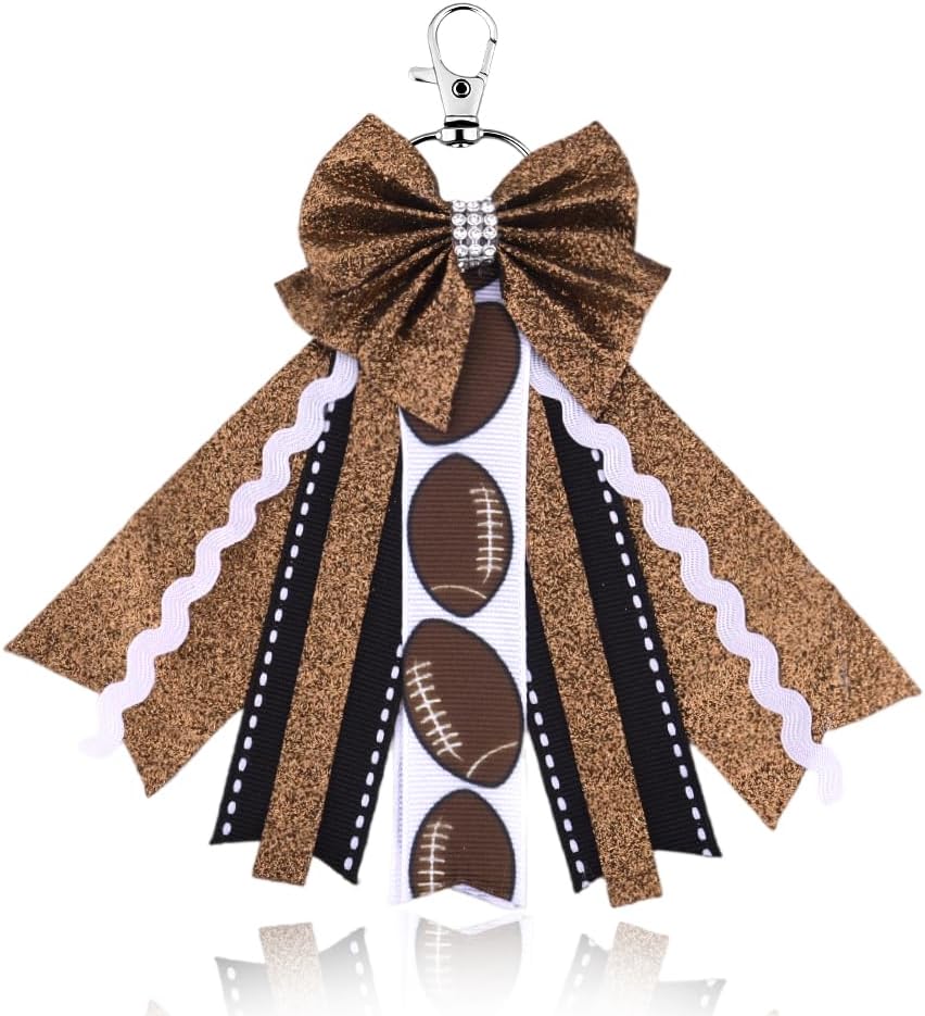 Sports Cheer Bow Keychain for Backpack Cheerleading Gifts for Cheerleaders Glitter Ribbon Bows for Girls Cheer