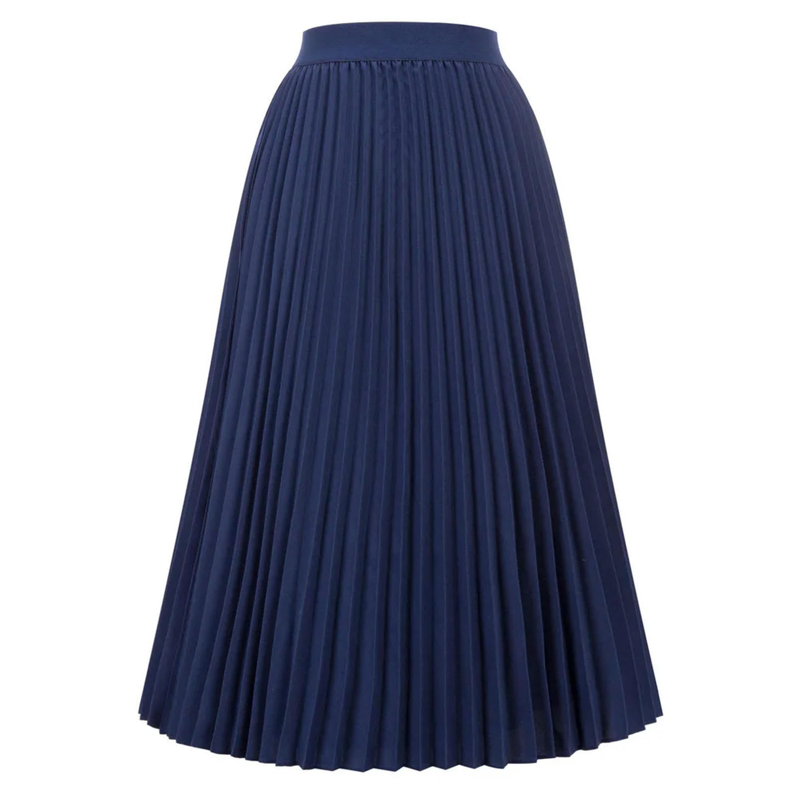 Falda Larga de Mujer para Fiesta de Verano, Elegante, Estilo Skater, Elegante, a la Moda, de Cintura Alta, Plisada, con Vuelo, Falda de Corte A para Mujer, Color Negro, XXL